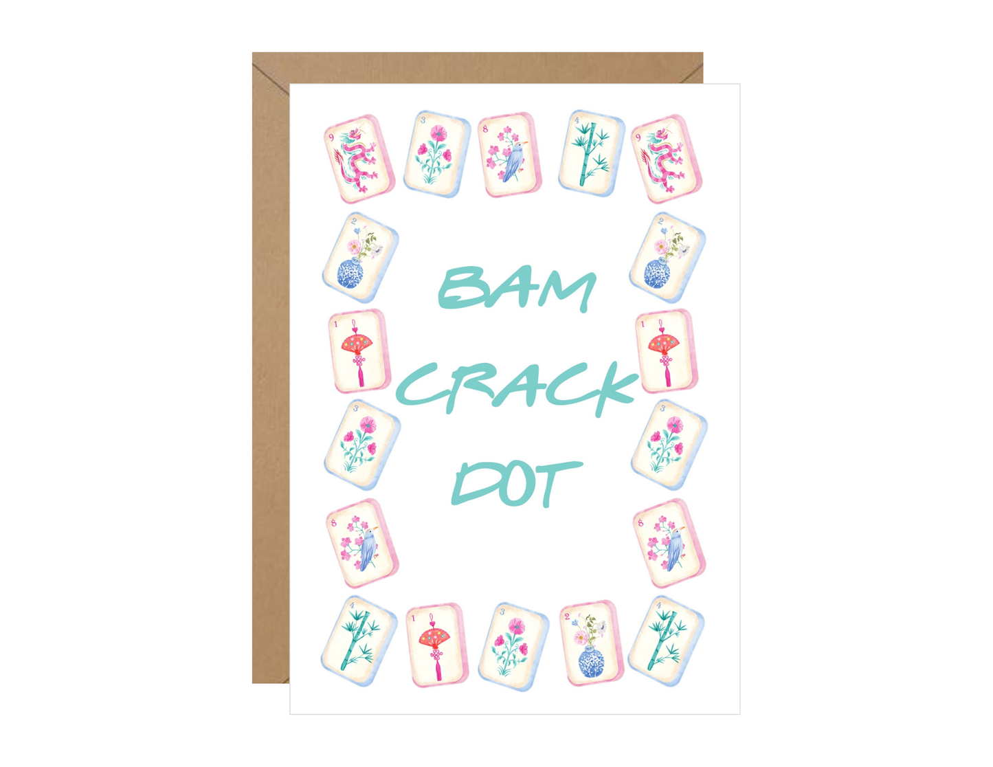 Bam Crack Dot Mahjong Note Card