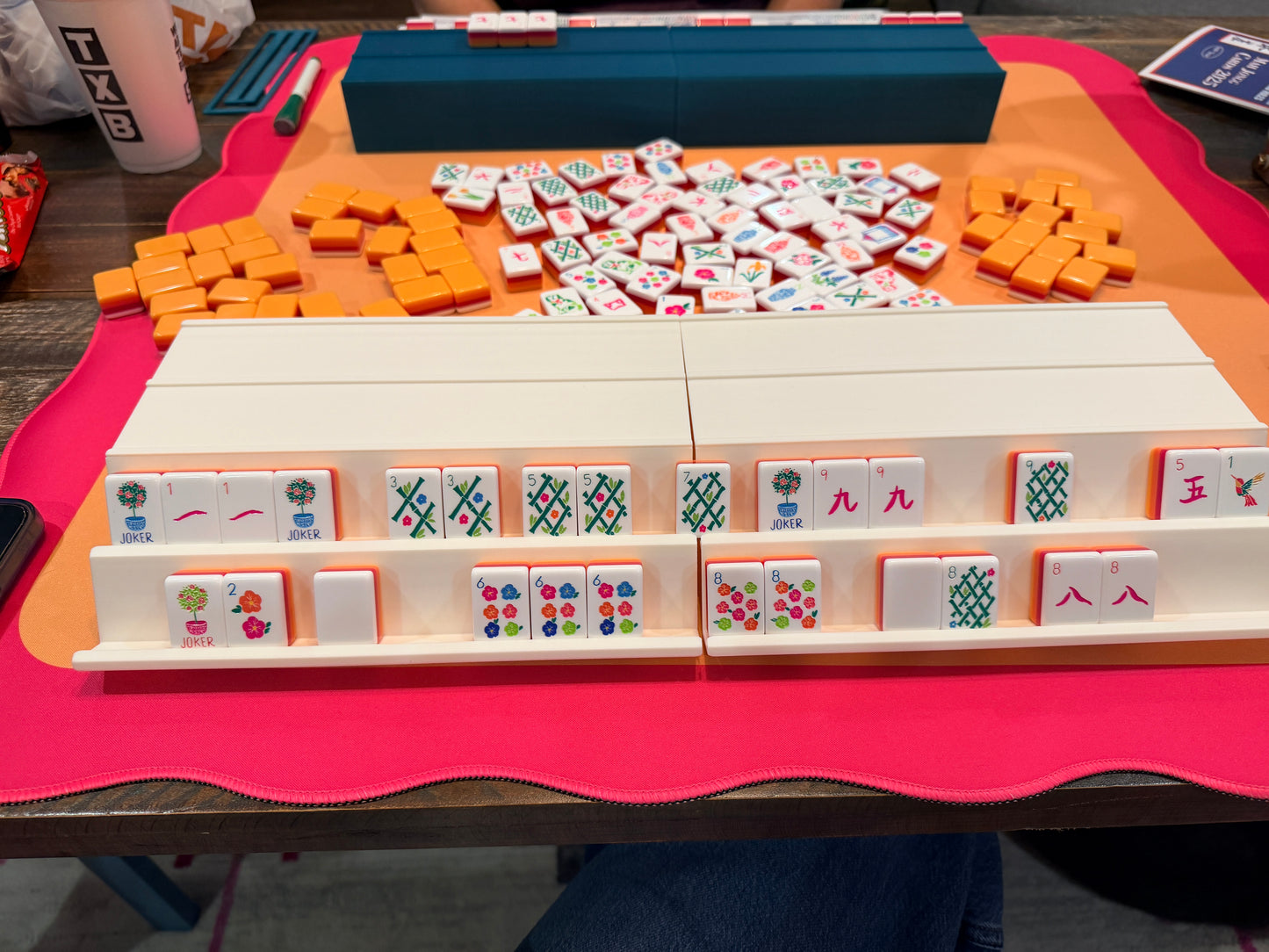 Double Mahjong (2 Player) Rack - Set of 2 - Sparkly Turquoise