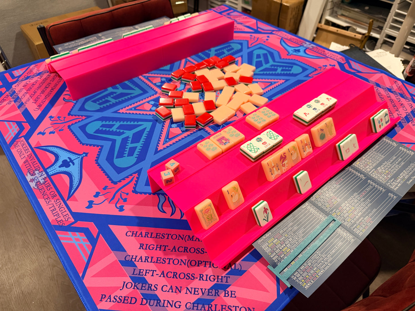 Double Mahjong (2 Player) Rack - Set of 2 - Bright Pink