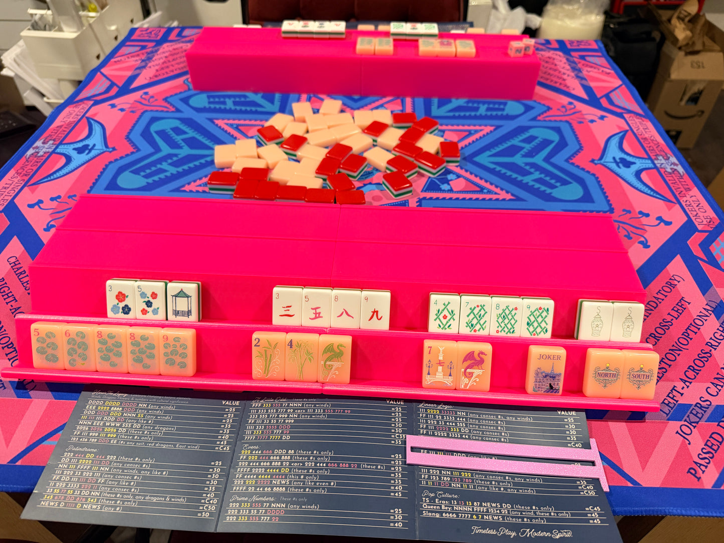 Double Mahjong (2 Player) Rack - Set of 2 - Bright Pink