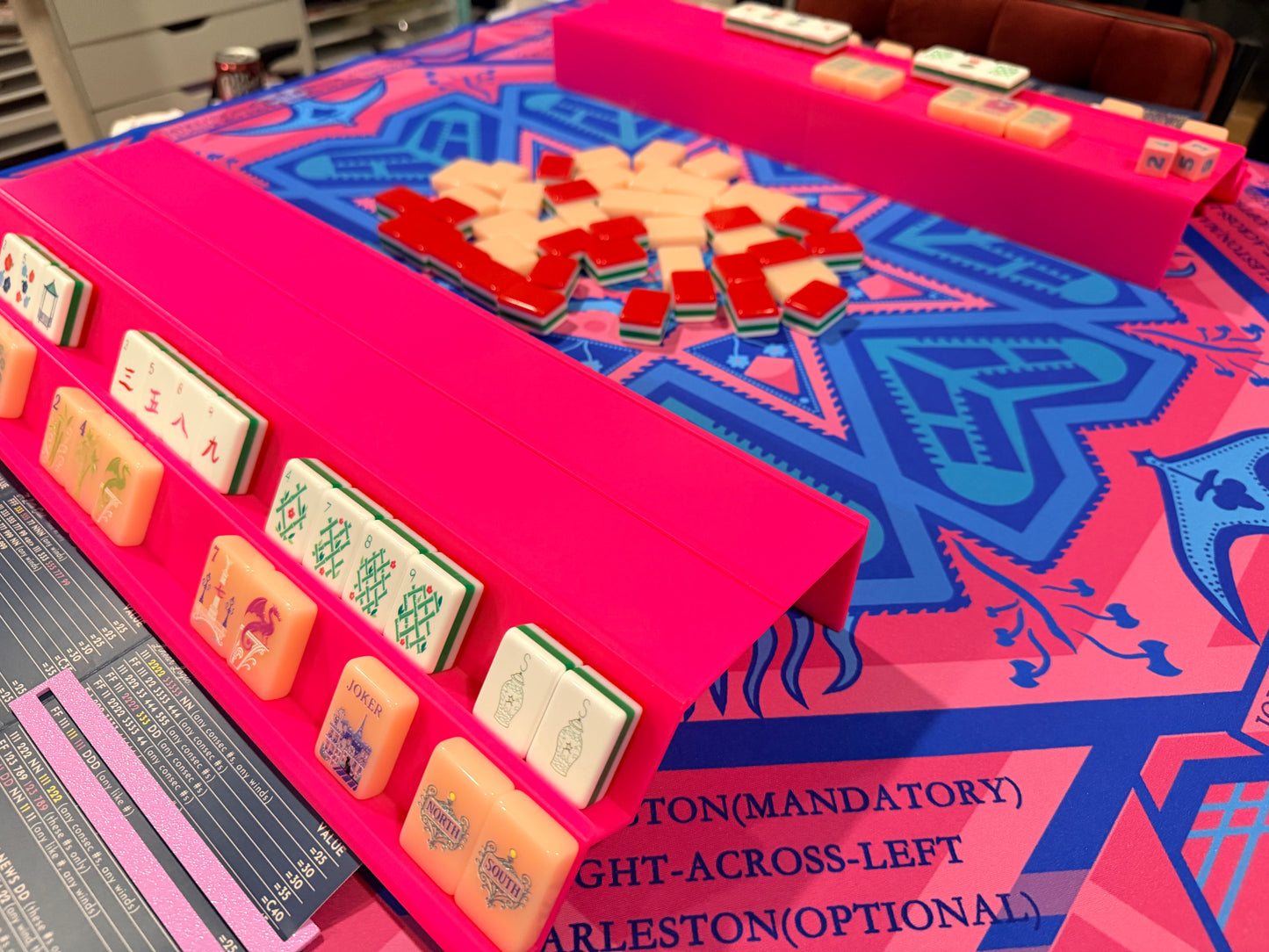Double Mahjong (2 Player) Rack - Set of 2 - Bright Pink