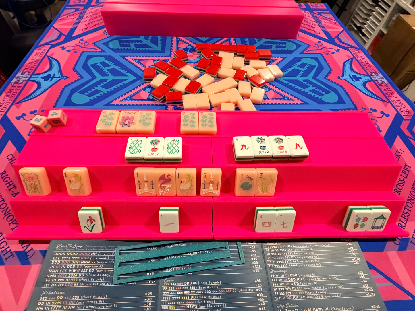 Double Mahjong (2 Player) Rack - Set of 2 - Bright Pink