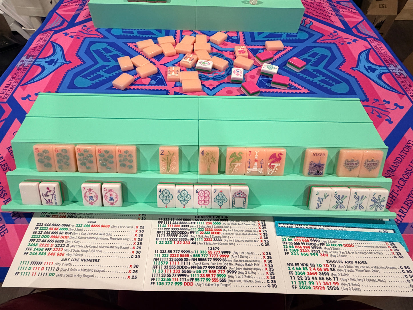 Double Mahjong (2 Player) Rack - Set of 2 - Seafoam Green