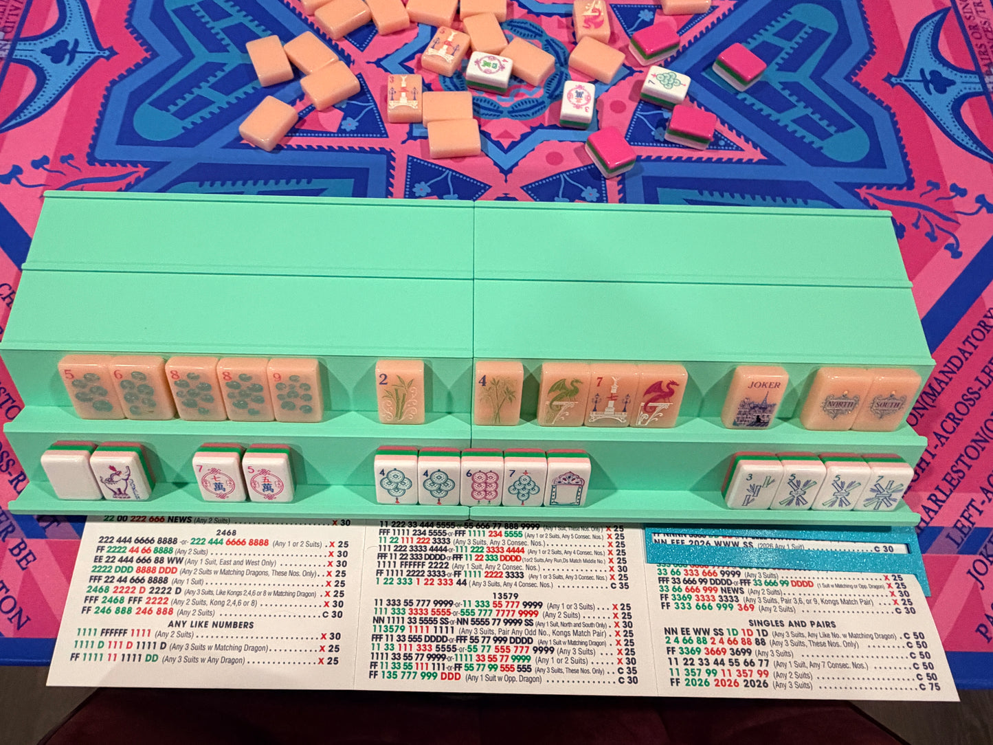 Double Mahjong (2 Player) Rack - Set of 2 - Seafoam Green