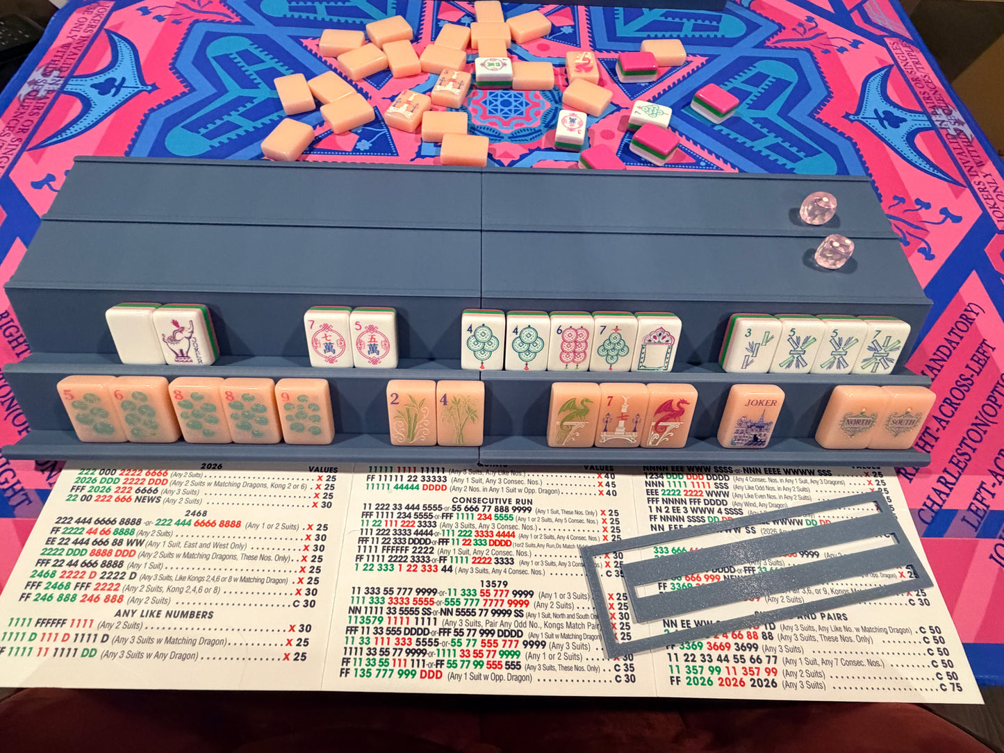 Double Mahjong (2 Player) Rack - Set of 2 - Dusty Blue