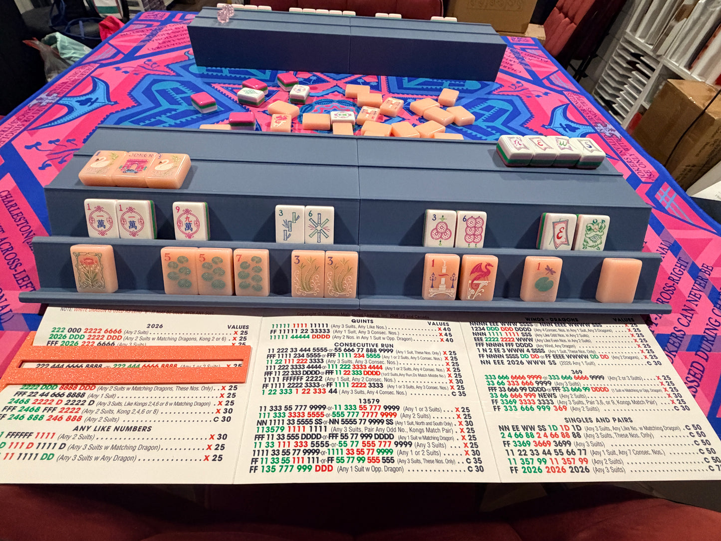 Double Mahjong (2 Player) Rack - Set of 2 - Dusty Blue