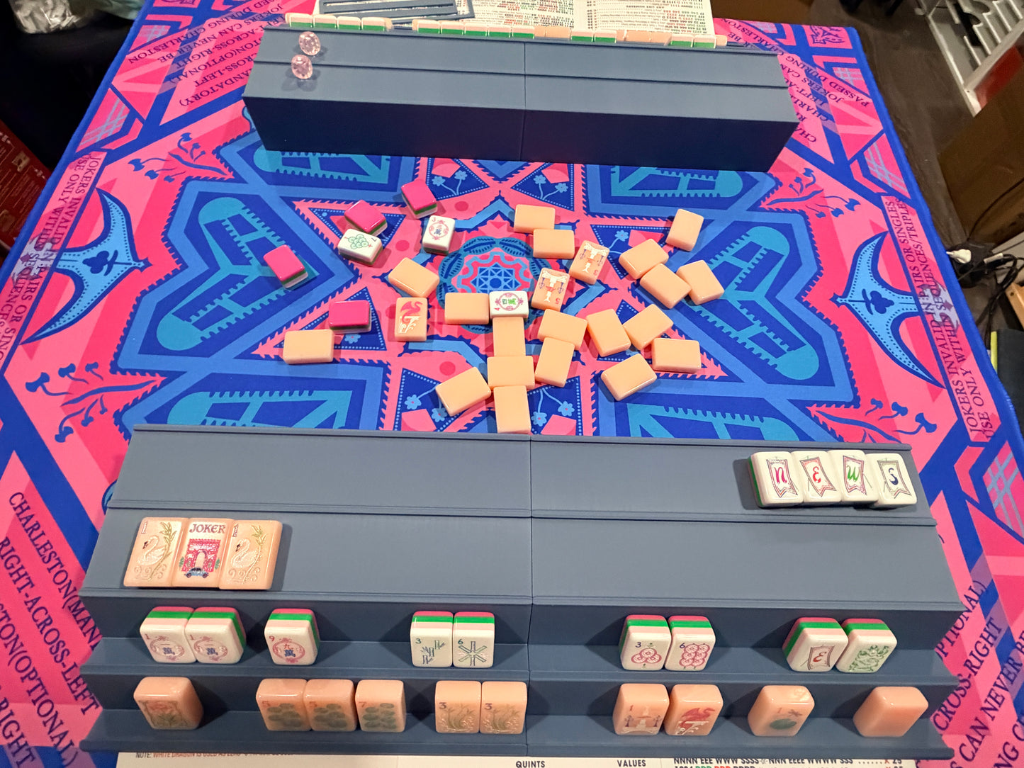 Double Mahjong (2 Player) Rack - Set of 2 - Dusty Blue