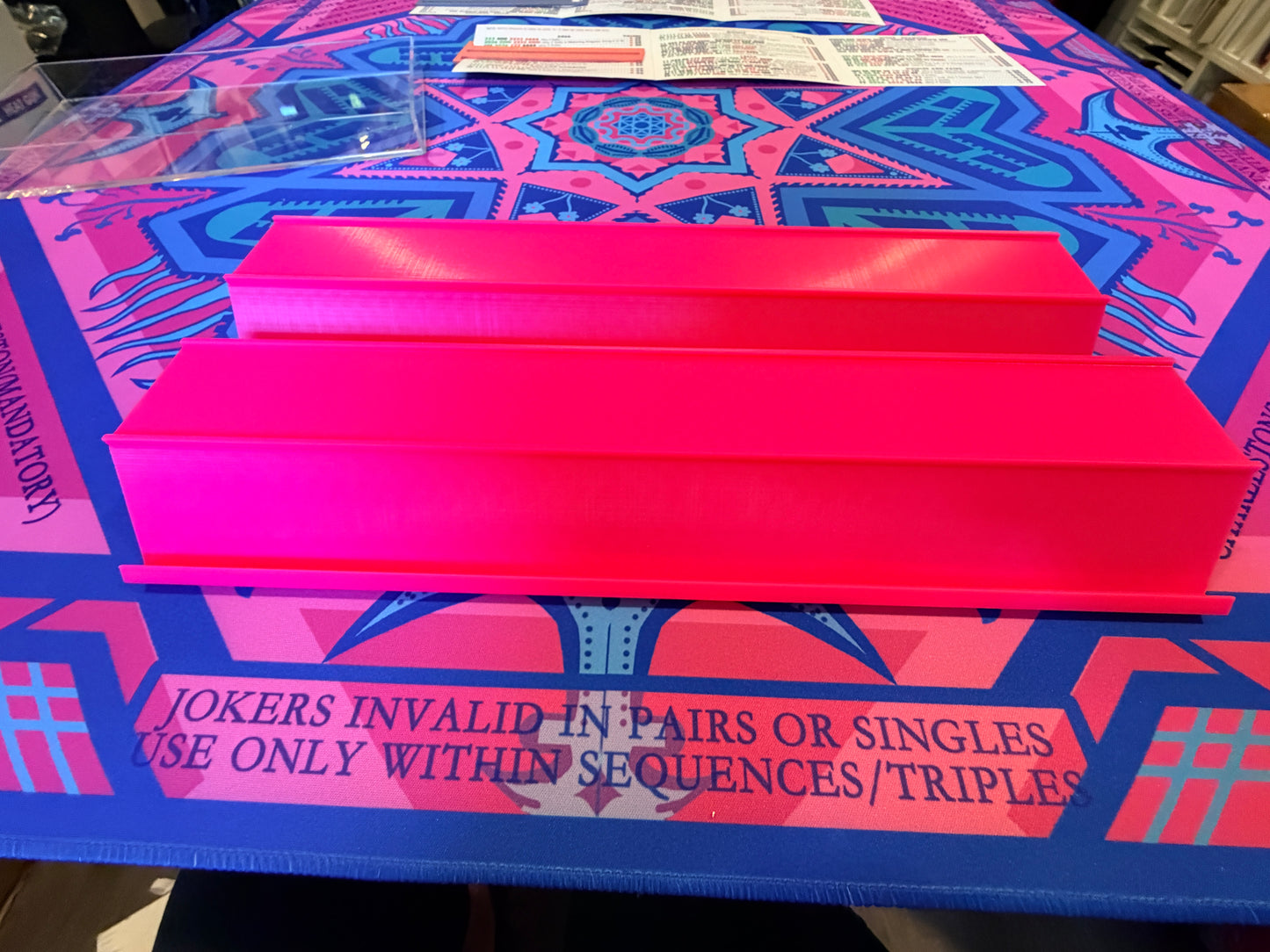 Single Mahjong Flat Tile Rack - Set of 4 - Bright Pink