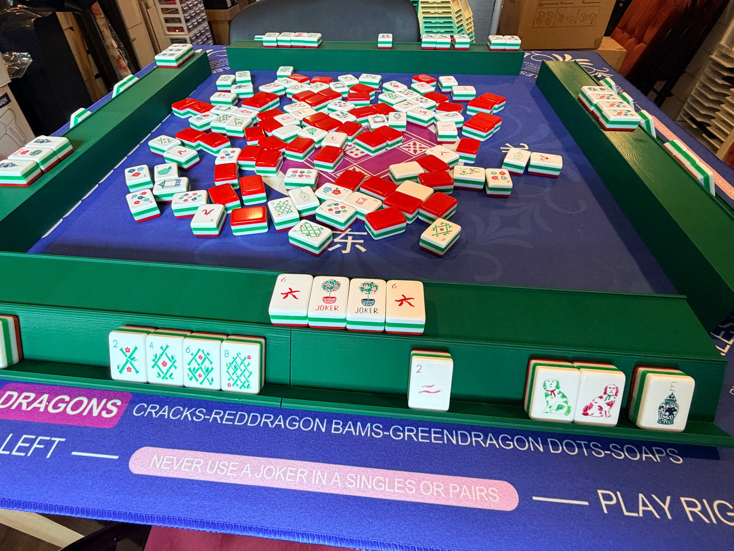 Single Mahjong Rack - Set of 4 - Dark Green