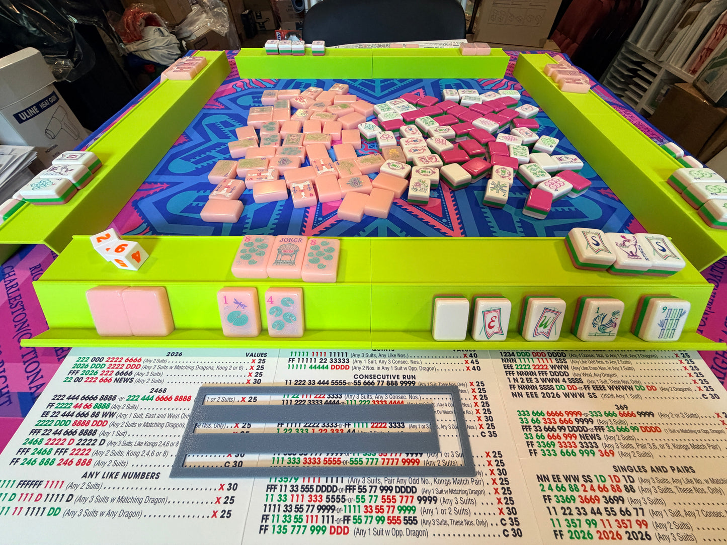 Single Mahjong Rack - Set of 4 - Lime Green