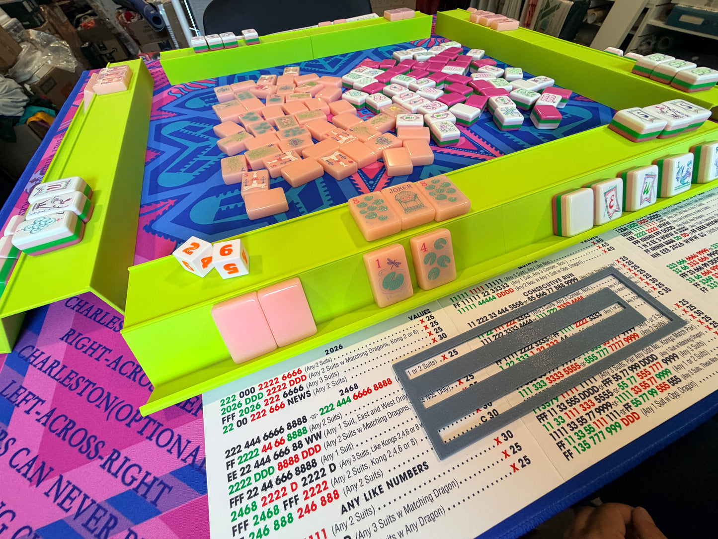 Single Mahjong Rack - Set of 4 - Lime Green