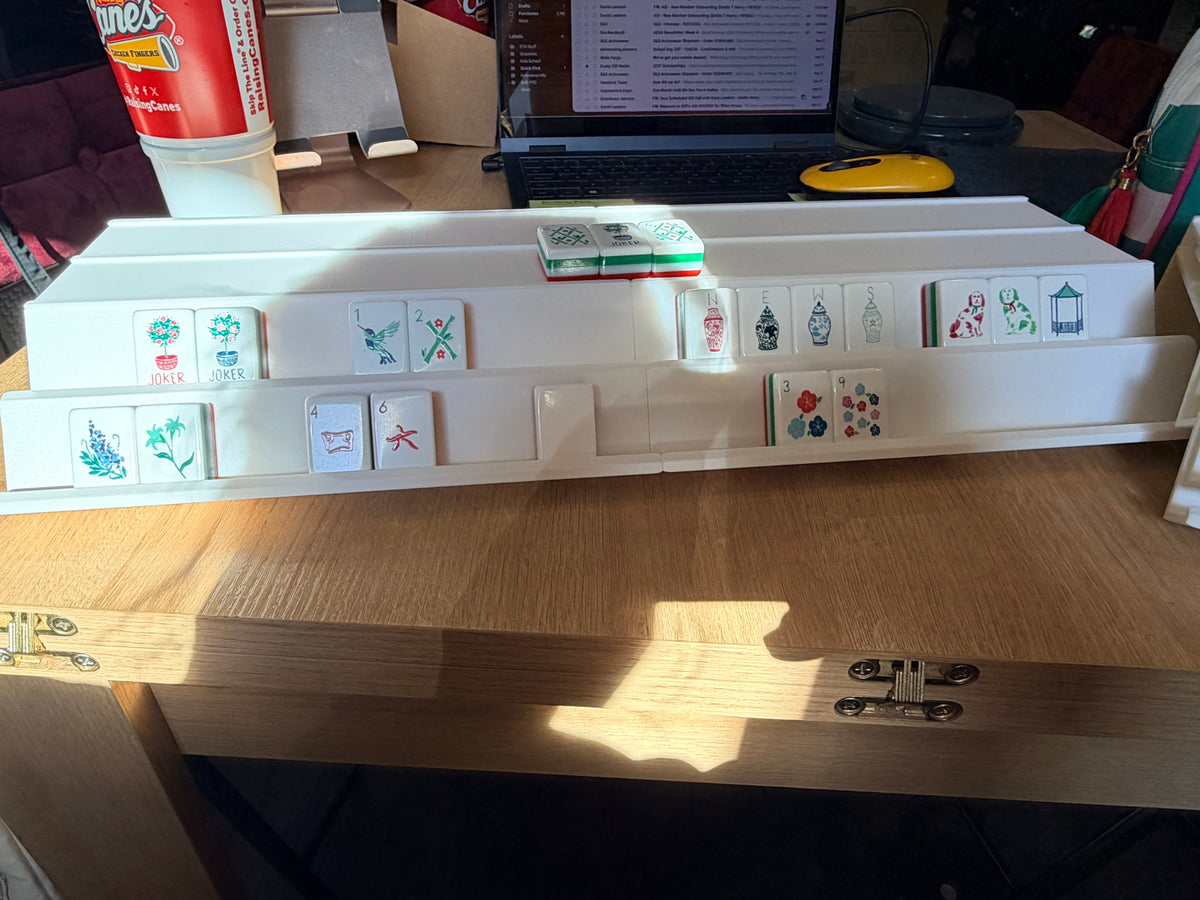 Unbranded Mahjong Tiles with Custom Double Mahjong Racks