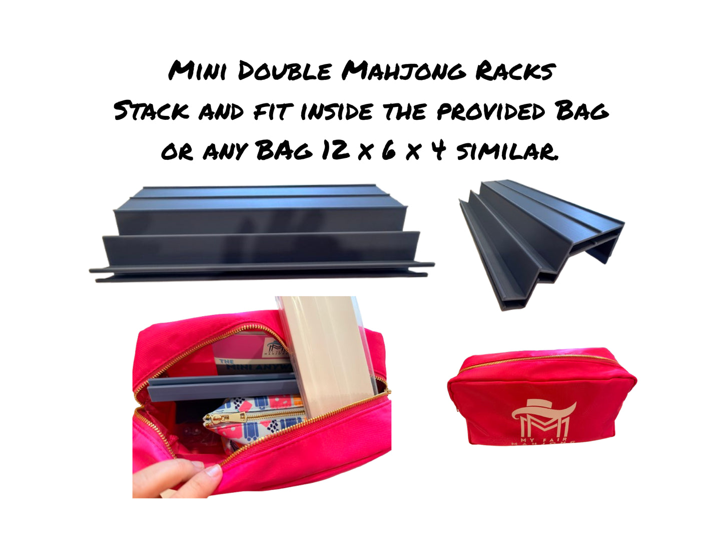 Mini Double Mahjong Rack - Set of 2 - White