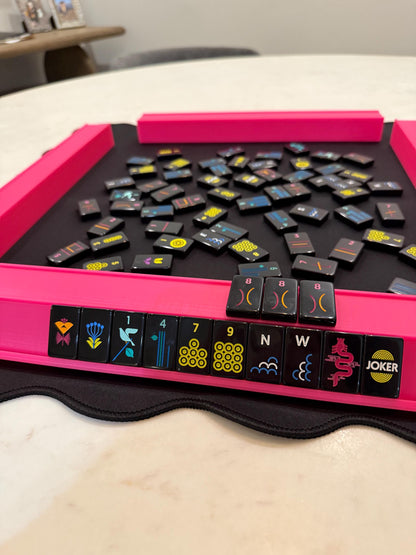 Single Mahjong Flat Tile Rack - Set of 4 - Bright Pink